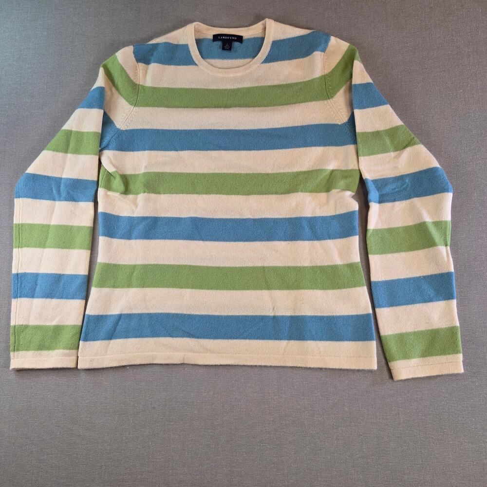 Lands’ End Striped Cashmere Sweater Women’s Small 100% Cashmere Pullover
